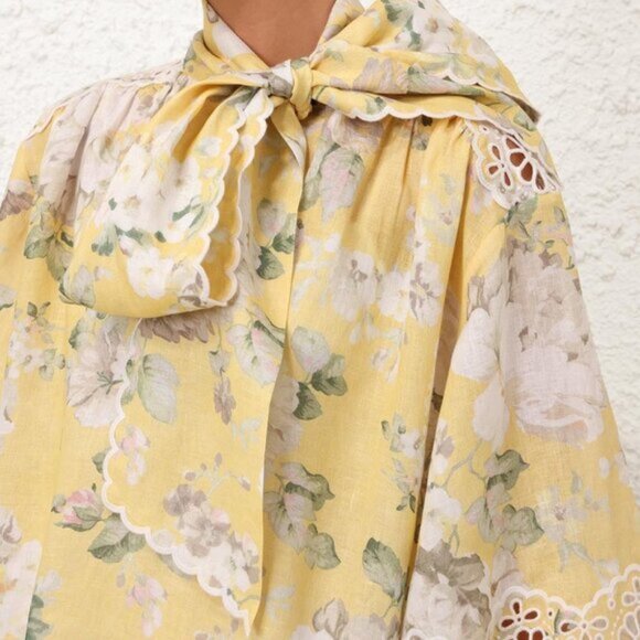 Zimmerman Summer Fashion Retro Linen Embroidery Yellow Short Skirt - Picture 7 of 7